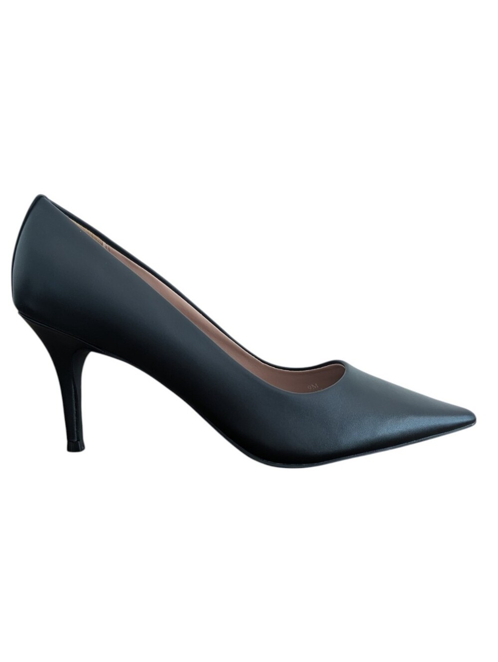 NWT Linea Paolo Black Leather High Heel Shoes Pointed Toe Stiletto Size 9M